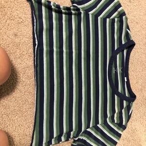 PACSUN BASICS cropped stripped tee size M
